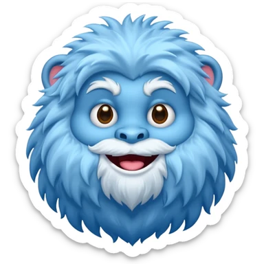 blue fuzzy furry yeti sticker