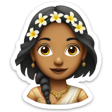 Indian girl wearing frangipani sticker