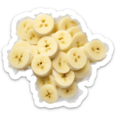 Cottage cheese in a bowl with banana slices as a topping sticker