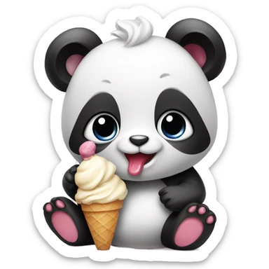 Baby panda with ice cream sticker