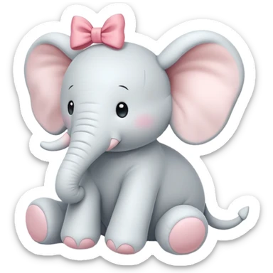 jellycat plush white Elephant with a bow on its head sticker