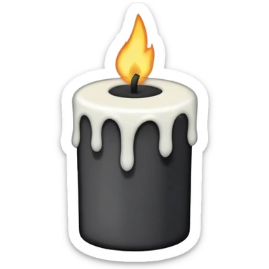 Minimalist emoji-style sticker of a candle with a broken or melted top and rising black smoke. No flame. Matte style. sticker