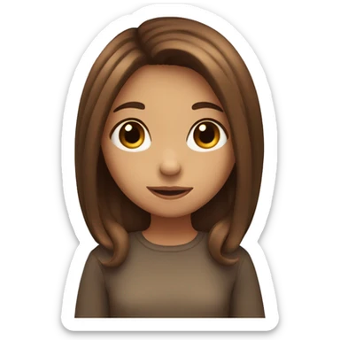 A shy girl with brown hair sticker
