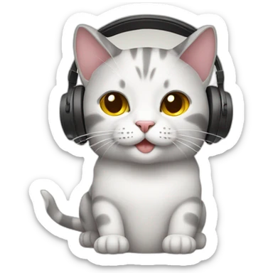 Cat with headphones sticker