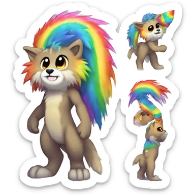 Furry, sparkle, rainbow, animal, anthro, full body, fursona, protogen sticker