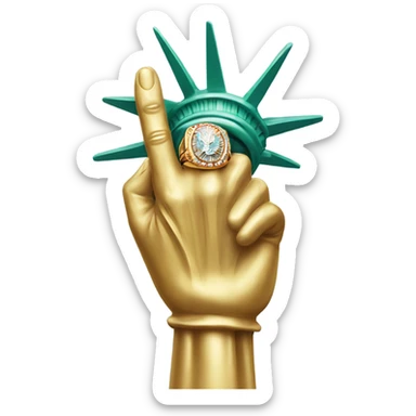Statue of liberty hand with championship ring sticker