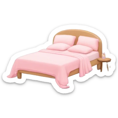 Cozy bed with light pink sheet and a pink canape and fairy lights  sticker