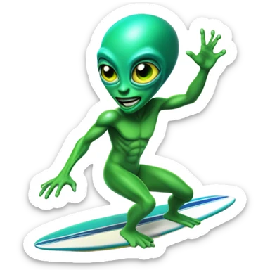 alien surfing sticker