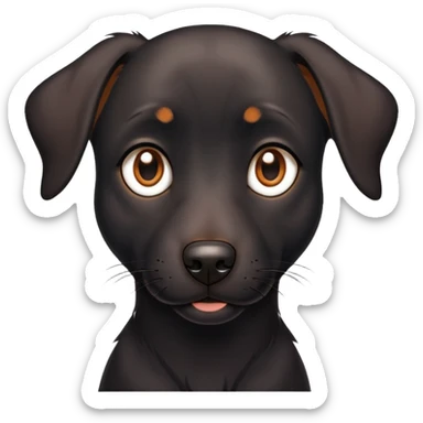 black skinny dog with brown eyes sticker