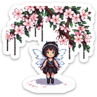 fairy and cherry blossom tree sticker