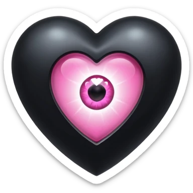 A black heart Gem with a pink eye in the center sticker