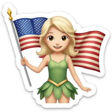 Fairy waving American Flag sticker