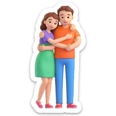 A hugging couple of a woman and a man sticker