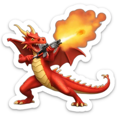red dragon firing with rifle sticker