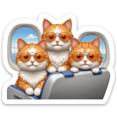 4 happy cats on an airplane sticker
