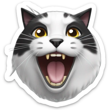 screaming-black-and-white-cat-black-forehead sticker