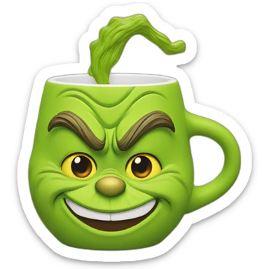Grinch face shaped mug sticker