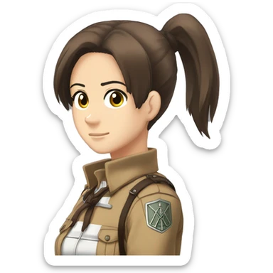 Sasha Braus brown hair hair in a ponytail anime attack on titan sticker