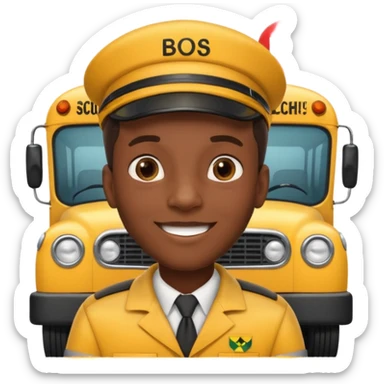 a school bus with a jamaican man saying bomboclat ("BOMBOCLAT' in speech bubble) sticker