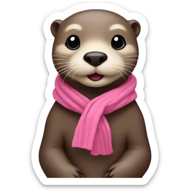 Otter with long pink scarf sticker