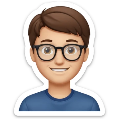 WHITE BOY, BROWN HAIR WARING GLASSES sticker