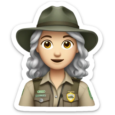park ranger white girl dark gray hair including arms sticker