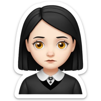 An emoji of Wednesday Addams sticker