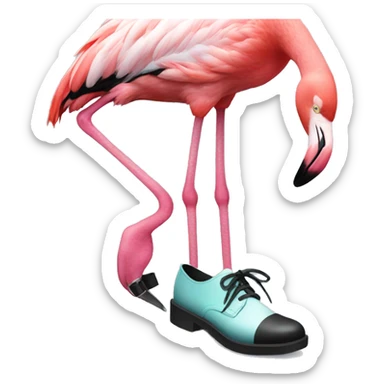 pink flamingo wearing tap shoes sticker