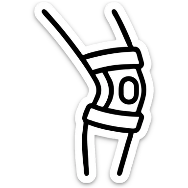 outlined icon of a knee with a knee brace sticker