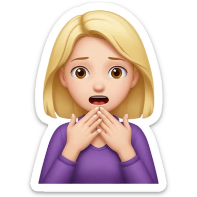 girl choking herself with her hands as a joke sticker