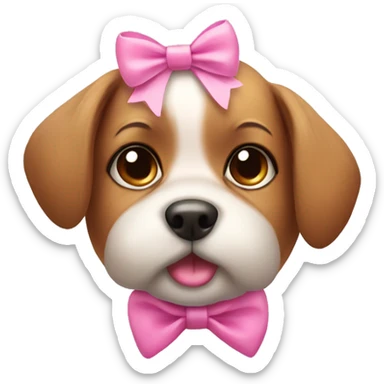 Cute dog with pink bow sticker
