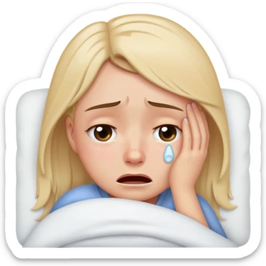 girl crying in bed sticker