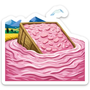 van gogh slop style pink SPAM art landscape sticker