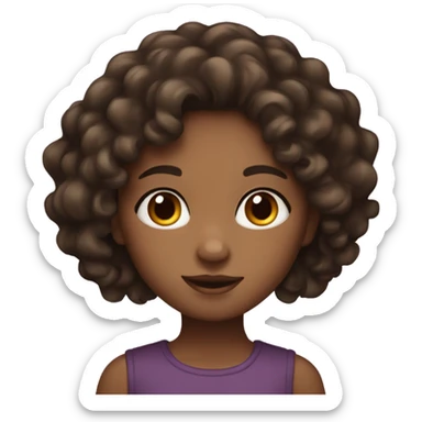 girl with dark brown curly hair and brown skin sticker