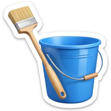 Bucket and brush for cleaning sticker