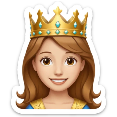 Kumral kahverengi saçlı bir kadın kafasında taç sticker