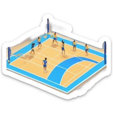 volleyball team on the sand court sticker