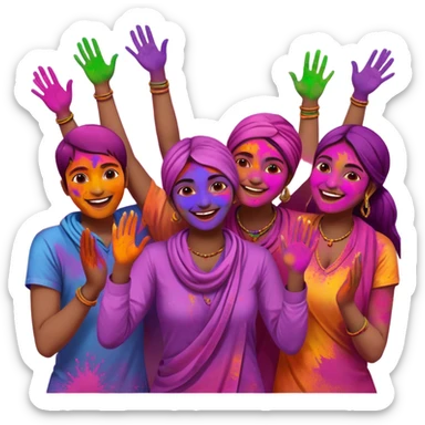 A emoji of holi(indian festival) it's is the festival colour every one play with colours  sticker