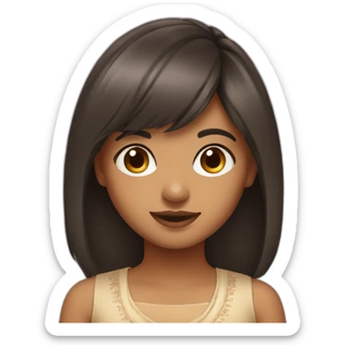 indian girl with bangs hairstyle and long brown hair sticker