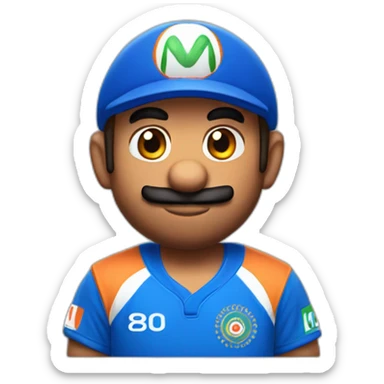 mario wearing blue indian cricket team jersey sticker