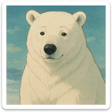 polar bear, soft shading, gentle expression, white fur sticker
