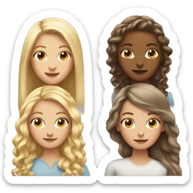 3 girls. One of the girl blonde with curly long hair, one is blonde with long straight hair and one is a brunette with long straight hair sticker