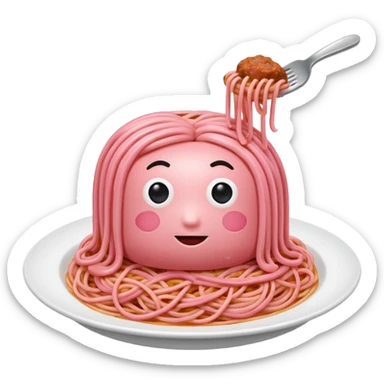 Pink spaghetti WITH SPAM meatball sticker