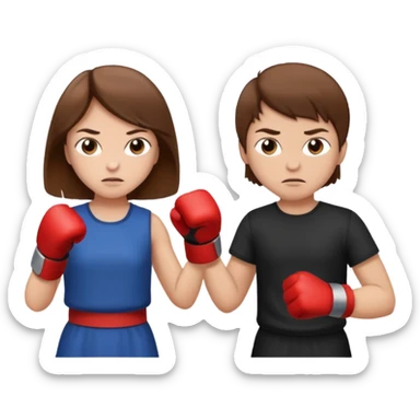 Fight girl and boy Brown hair  sticker