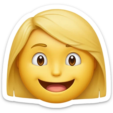 yellow traditional emoji looking down biting half of bottom lip tucking back invisible hair sticker