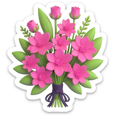 minimal 3D gothic bouquet with only pink flowers, simple and elegant sticker