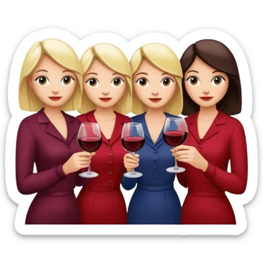 Book club girls. Two blondes, two brunettes. Include glasses of wine too sticker