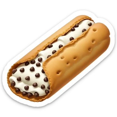 A Cannoli with chocolate chips on one side  sticker
