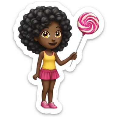 Black girl with lollipop sticker