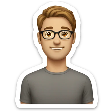 white guy with brown hair in 30s with glasses sticker